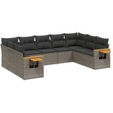 Maison Chic Seti vrtnega pohištva - Vrtna garnitura - Vrtni pohištvo set 9-delna z blazinami siv poli ratan, (21798202) | Shoptok.si
