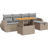 vidaXL 6-dijelni set vrtnih sofa s jastucima bež od poliratana bagrem | shoptok.hr