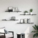 Police za knjige 4 pcs Crna 100 x 20 x 1,5 cm Konstruirano drvo | shoptok.hr
