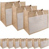  Torbe od jute s džepom 10 Prirodna i bijela 42 x 33 x 19 cm | shoptok.hr