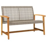  Vrtna klupa siva 112 cm od poliratana i bagremovog drva | shoptok.hr