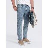 Ombre Spodnie męskie jeansowe z przeszyciem na kolanach - niebieskie Cene