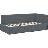  Kutni krevetni okvir s madracem s uzglavljem 2 kom. Siva Baršun - Tamno siva 90 x 200 cm | shoptok.hr
