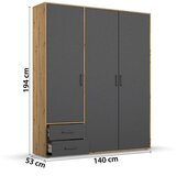 Rauch Möbel OMARA S KLASIČNIMI VRATI, siva, hrast artisan | Shoptok.si