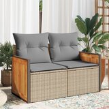 Maison Chic Vrtni kavč - Zunanji kavč z blazinami 2-sedežni bež poli ratan, (22043543) | Shoptok.si