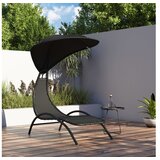  Ležaljka sa sjenilom crna 167 x 80 x 195 cm od tkanine i čelika | shoptok.hr