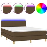 vidaXL Box spring postelja z vzmetnico LED temno rjava 140x200cm blago, (20724513) Cene