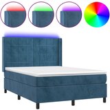 The Living Store Box spring postelja z vzmetnico LED temno modra 140x200cm žamet - Box Spring Postelja, (21492603) | Shoptok.si