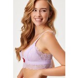 Hugo Boss Grudnjak HUGO Triangle Lace Purple Bralette podstavljeni | shoptok.hr