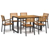 vidaXL 7-dijelni vrtni blagovaonski set od bagremovog drva i metala | shoptok.hr