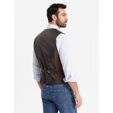 Ombre Men's suit vest with classic detailing and lining - brown | Shoptok.si