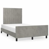  The Living Store Posteljni okvir z vzglavjem svetlo siv 120x190 cm žamet - Posteljni Okvir Z Vzglavjem, (21488874) | Shoptok.si