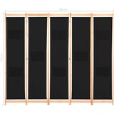 vidaXL Sobna pregrada s 5 panela od tkanine 200 x 170 x 4 cm crna | shoptok.hr