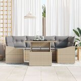  Vrtni sofa set set od 7 bež i siva ratan metalni okvir | shoptok.hr