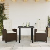 vidaXL 3-dijelni vrtni blagovaonski set s jastucima poliratan smeđi | shoptok.hr