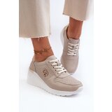 S. BARSKI Women's Leather Sneakers with Wedge Sole Beige S.Barski LR810 | Shoptok.si