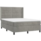 box spring s madracem LED svjetlosivi 140x190 cm baršun | shoptok.hr