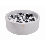 MeowBaby Bazen z žogicami, 90x30 cm z 200 žogicami, bombaž, svetlo siva: bela/črna/prozorna/srebrna, (21289244) | Shoptok.si