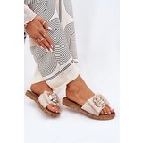 Boto Flat Women's Slippers With Decorative Detail Beige Nellodra | shoptok.hr