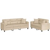  2-dijelni set sofa s jastucima krem od mikrovlakana | shoptok.hr