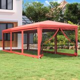 vidaXL Vrtni šotor z 8 mrežastimi stranicami rdeč 3x9 m HDPE | Shoptok.si