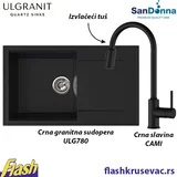 Granitna sudopera Ulgranit ULG780 (CRNA) + slavina izvlačeći tuš SanDonna - SET
