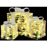vidaXL Darilna škatla med 60 LED 3 pcs Toplo bela 20 x 20 x 20 cm PET | Shoptok.si