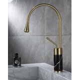 EYN Luksuzna kopalniška armatura, ki se pritrdi na pult ali umivalnik | Pipa BF0954 — Brušeno zlato - črni marmor — 41 cm | Shoptok.si