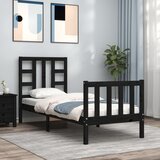 Maison Chic Posteljni okvir - Enojna postelja - Postelja za odrasle 75x190 cm z vzglavjem črn trden les-J16065, (21766674) | Shoptok.si