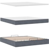  Otomanski posteljni okvir z vzmetnicami siv 180x200cm žamet | Shoptok.si