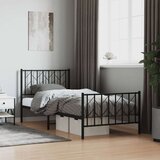 vidaXL Metalni okvir kreveta uzglavlje i podnožje crni 90x190 cm | shoptok.hr