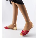 Gemre Red lacy sandals with rhinestones Aubrette | ePonuda.com