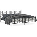 Furnova Kovinski posteljni okvir z vzglavjem in vznožjem črn 193x203 cm, (21937659) | Shoptok.si