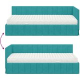 vidaXL Kutni okvir kreveta s madracem Tirkizna 90 x 200 cm Baršun | shoptok.hr