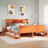  Knjižna postelja brez vzmetnice vošč. rjava 200x200 cm borovina, (21611208) | Shoptok.si