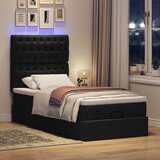  Otomanski okvir kreveta s madraca crni 90x200cm od tkanine | shoptok.hr