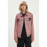 MOSCHINO JEANS Jeans jakna ženska, roza barva, 0502.8222