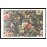  Plakat Flowers Birds and Butterflies - vintage-style illustration 30x21 Crni okvir s margom | shoptok.hr