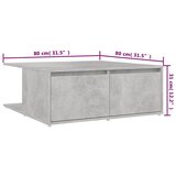  Stolić za kavu siva boja betona 80 x 80 x 31 cm od iverice | Eponuda.com