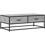 Maison Chic Klubska mizica - kavna mizica - Nizka mizica siva sonoma 100x50x35 cm inžen. les in kovina, (21753241) | Shoptok.si