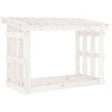  Stalak za drva za ogrjev bijeli 108x64 5x77 od masivne borovine | shoptok.hr