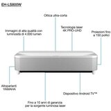 Epson EH-LS800W projektor za hišni kino z zelo kratko projekcijsko razdaljo 4000 ANSI lumnov 3LCD 4K+ (5120x3200) - | Shoptok.si