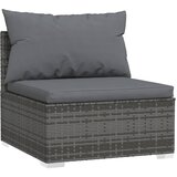 Maison Chic Vrtni sredinski kavč - Zunanji kavč z blazinami siv poli ratan, (22041090) | Shoptok.si
