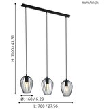 Eglo Newtown viseća lampa 3xE27, 70 cm, crna žičana, 49478 | shoptok.hr