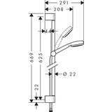 Hansgrohe Crometta 100 650 White Chrome tuš set: ručni tuš sa 1 mlazom, Metaflex C 1600 crevo za tuš i usponska šipka sa kliznim držačem 26652400 | ePonuda.com