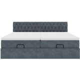 vidaXL Otomanski posteljni okvir z vzmetnicami siv 200x200cm žamet | Shoptok.si