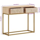  Konzolni stol 90 x 30 x 76 cm od masivnog drva manga i željeza - 90 x 30 x 76 cm 1 s 2 ladice 1 | shoptok.hr