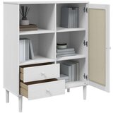  Visoka komoda SENJA bijela izgled ratana 90x40x112 cm borovina | shoptok.hr
