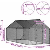  Kavez za piliće Srebrno 400 x 170 x 177 cm Cinkani čelik | shoptok.hr