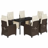  7-dijelni vrtni blagovaonski set s jastucima poliratan smeđi Smeđa 160 cm table length | shoptok.hr